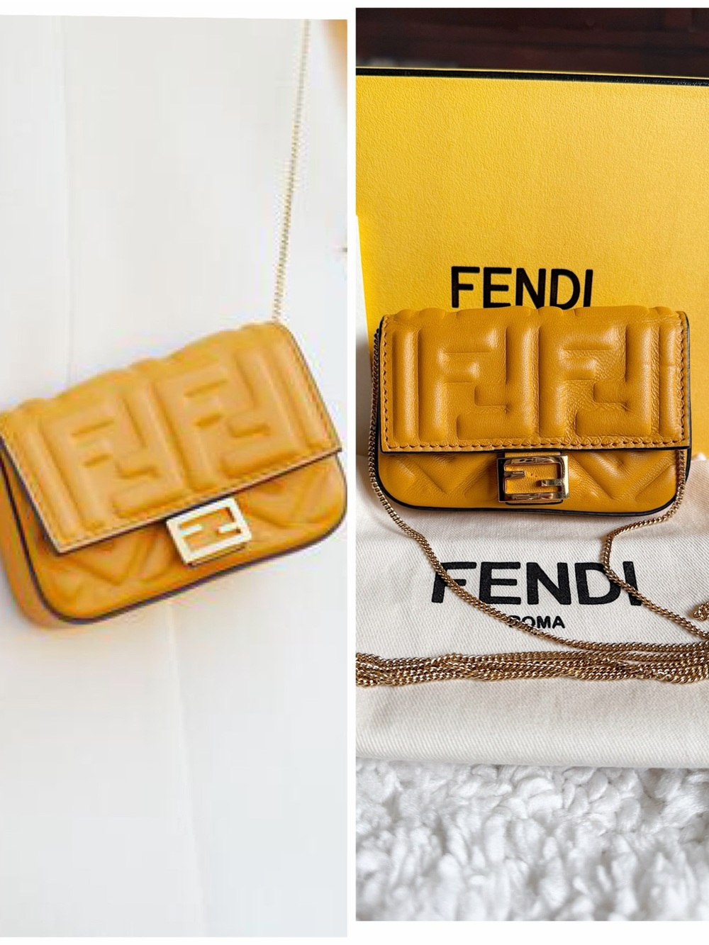 Fendi Zucca FF Baguette Super Nano crossbody bag , charm, earpod purse - Picture 13 of 13